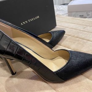 Ann Taylor Sexy calf hair pointy toe heels